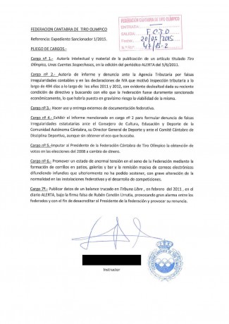 La demanda interpuesta por Luis Pereda Ugarte, presidente de la Federación Cántabra de Tiro Olímpico en 81