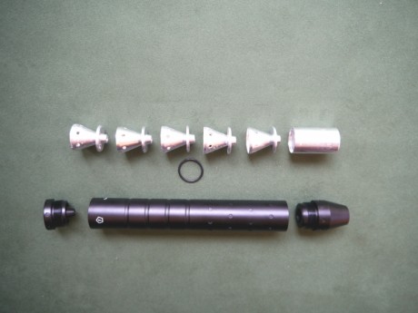 Silenciador para carabina aire comprimido :

- Silenciador modelo Sirocco SM11 - 50€
      30 x 170mm 50