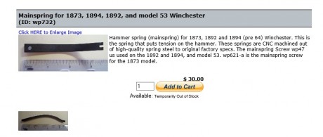 Hola, he conseguido un Winchester 1892 en muy buen estado solo tiene un problema le falta un muelle que 50