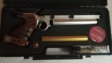 Vendo Steyr LP10 con bombonas del año 2011 (operativas). La pistola es del 2012. Buen estado. Cacha talla 00