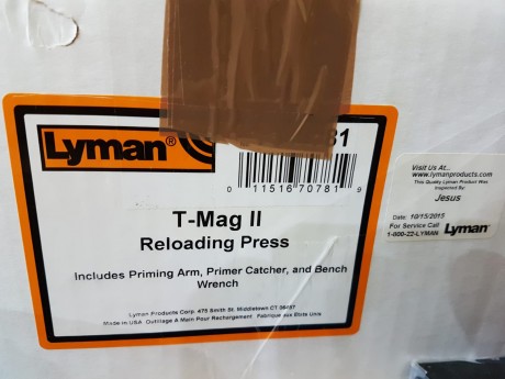 Hola a todos,
Vendo prensa Lyman T-Mag II y dosificador de pólvora Lyman No. 55, ambos en sus cajas nuevos 02