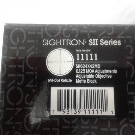 Vendo visor Sightron SII 6-24x42 reticula mil dot con parasol y tapas Flip Up originales , no tiene golpes 01