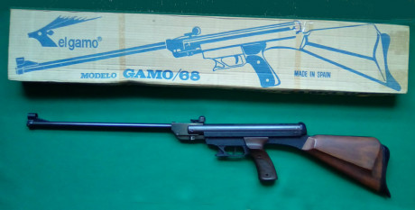 Hola.
Vendo Gamo 68, primera versión, con su caja original, calibre 4,5 mm, restaurada y funcionando perfectamente.
Precio 00
