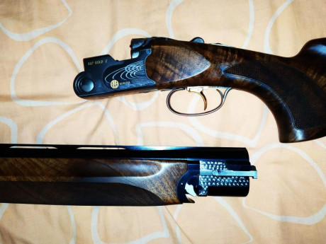 Hola vendo escopeta Beretta 682 Gold E, trap 76,cm madera seleccionada sin apenas uso con su maletín y 00