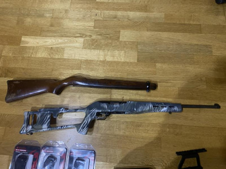 Se vende carabina Ruger por otro proyecto.

La Carabina va con culata de madera y sintetica.
La culata 00