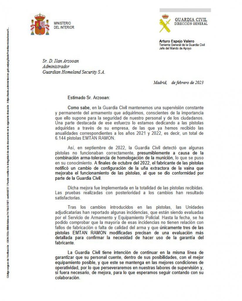 Carta Guardia Civil