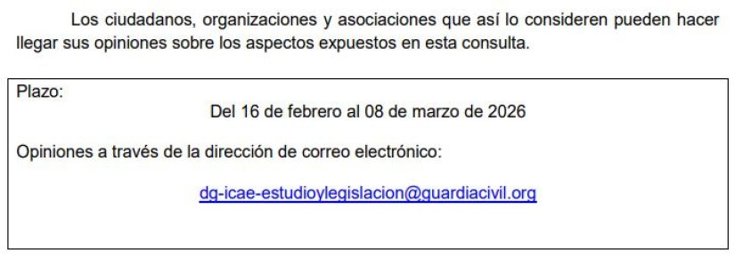 Email contacto opinion reglamento de armas