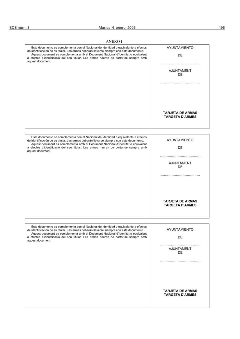 Imagen Targeta de Armas (triptico cartulina amarilla delante)