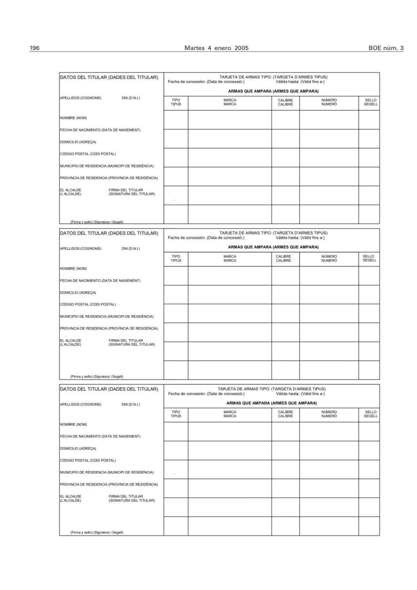 Imagen Targeta de Armas (tiptico amarillo detras)