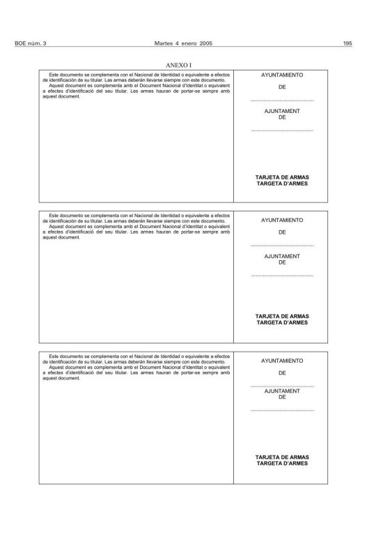 Imagen Targeta de Armas (triptico cartulina amarilla delante)
