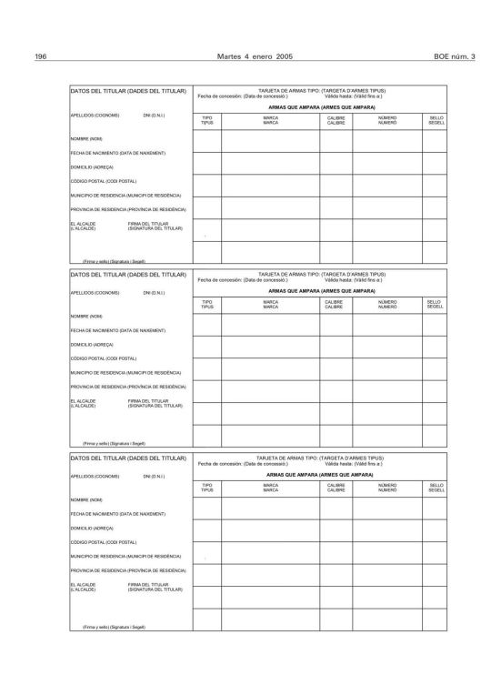 Imagen Targeta de Armas (tiptico amarillo detras)