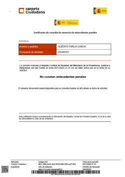 Imagen Certificado no tener Antecedentes penales