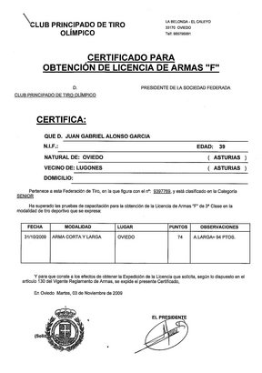 Pues si señores, al parecer no debería tener o utilizar para el tiro una arma corta del 22... :band: 

Permitan 140