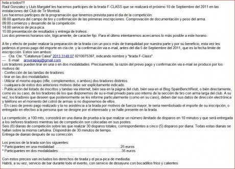 Para los amantes de la F-Class quiero recordarles este nuevo evento, que a continuación incluyo dos recortes 00