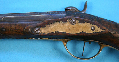 A fine German dueling pistol, numbered on the tang as two of a pair, by Johann Andreas Kuchenreiter I 10