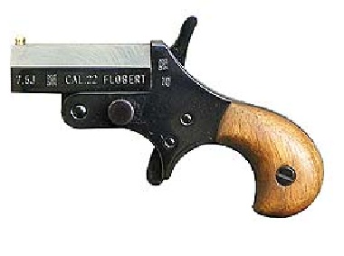 Curiosa arma una Derringer calibre .22 Flobert CB, guiable con AE, tiene solo 85 mm de longitud total, 01
