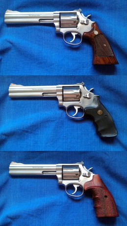 hola, tengo tres empuñaduras distintas para mi s&w 686-3 de armazon cuadrado y con una tengo suficiente.
segun 00