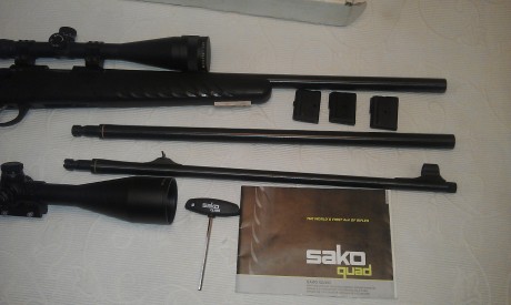 Se vende sako quad con tres cañones.
22 lr heavy barrel
22 lr con miras abiertas
17 hmr heavy barrel
Cada 00