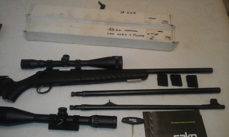 Se vende sako quad con tres cañones.
22 lr heavy barrel
22 lr con miras abiertas
17 hmr heavy barrel
Cada 50