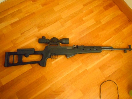 VENDIDO rifle SKS(Simonovf),en calibre 7,62x39.Esta con culata sintentica y además la original de madera.
Buen 02