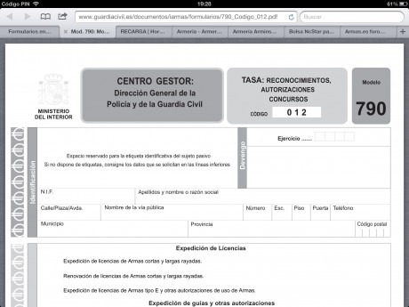 Hola 

Hablo del modelo 790 para guías de pertenencia (7,33 €). 

Preparando el Mod. 790 de pago de tasas 00
