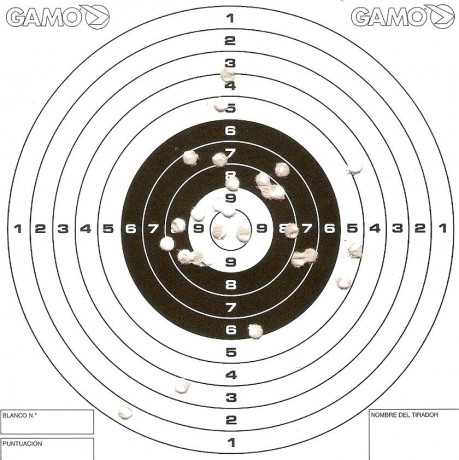 Últimamente he visto un par de dianas de compañeros hechas con zoraki y con crossman a 10 m. y se me ha 40