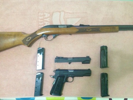 Vendo Llama Max II del calibre 45 con carril del 9mm y rifle del calibre 22 de la marca Marlin modelo 00