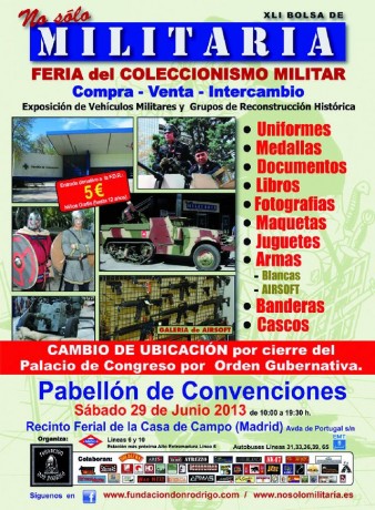 Reproduzco información sobre la Feria de Antigüedades Militares "No sólo Militaria" que organiza 20