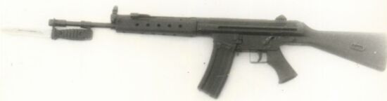 Al ver las fotos,lo poco que se aprecia es como un SA-80 britanico con alza/asa y punto del M16... y sin 40