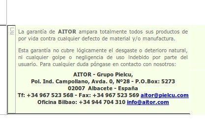 .He enviado tres correos a la dir. Aitor para pedir una infprmación sobre unas navajas Aitor Comando (las 50