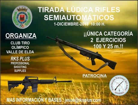 El próximo día 1 de Diciembre se va a celebrar en el Club de Tiro Olimpico Valle de Elda una tirada lúdica 00