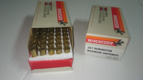 Tengo 100 vainas 357 maximun unprimed Winchester sin estrenar.


80€ las dos cajas  portes incluidos 00