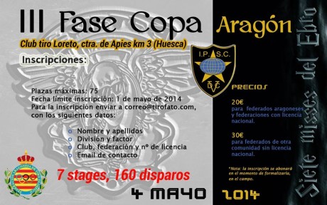 Para todo aquel que se quiera apuntar, el 4 de mayo en el club de tiro loreto en Huesca. 00