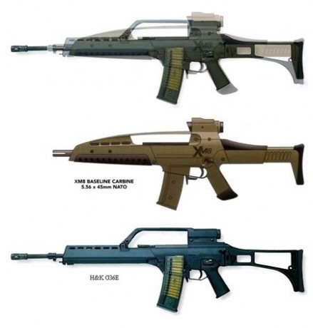 Me mosquea que parezca el XM-8 mas estable en tiro que el HK G36...

 <object width="425" 50