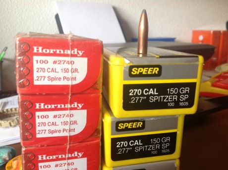 Puntas del calibre 270 de 150 greins,  speer y hornady
20€ caja de 100
5 cajas de hornady 
3 cajas y 70 00