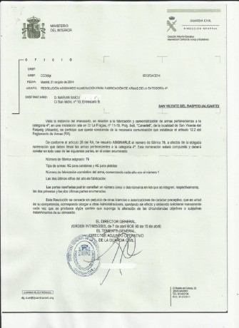 Señores,
Tengo el placer de avisaros que desde hoy, tengo la licencia para fabricar armas de aire comprimido.
un 00