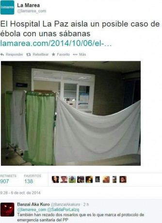 Acabo de leer en los medios de desinformacion que una enfermera esta contagiada de Ebola y una sra. de 60