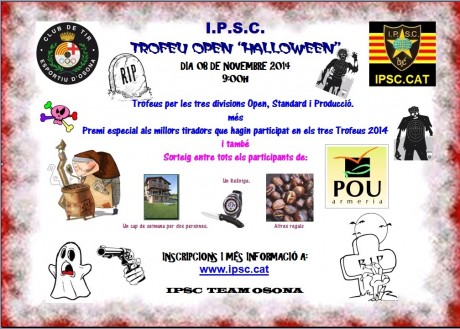 Hola a todos,

El día  08/11/2014  celebraremos el  TROFEO INVIERNO /"HALLOWEEN" IPSC Open  00