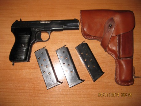 Tokarev del 9mm, con 2 cargadores originales, admite cargadores de la tokarev 7, 62x25, funda cuero replica 00