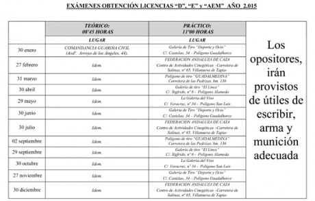 Hola companeros,
si a alguien le puede interesar.
 CALENDARIO DE EXAMENES OBTENCION DE LICENCIAS "D", 00