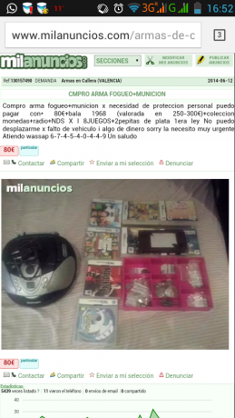 Uno pide por un Pietta niquelado con sus certificados, 2000 euros, jajaja.

Y el otro anuncio, no comete 100