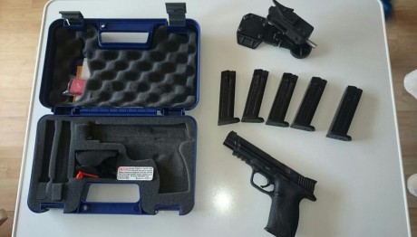 hola compañeros, vendo s&w mp9 pro ideal para ipsc produccion, se incluyen 5 cargadores y funda ipsc.
lleva 50