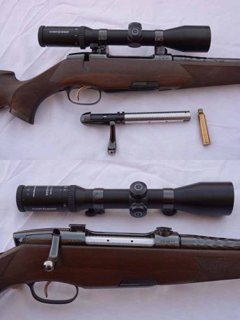 VENDO Rifle Steyr Mannlicher Luxus 7 mm Remington Magnum con visor Schmidt & Bender Klassik 1.5-6x42.
Montura 10