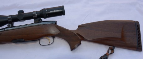 VENDO Rifle Steyr Mannlicher Luxus 7 mm Remington Magnum con visor Schmidt & Bender Klassik 1.5-6x42.
Montura 41