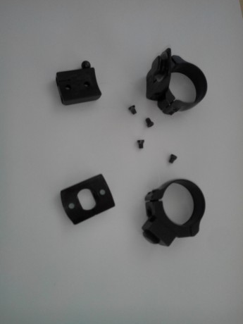 Vendo bases y anillas apel(appel, apell) para rifle Santa Barbará, Voere o similar, en perfecto estado, 01