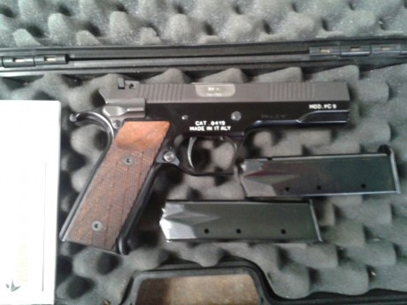 Vendo las siguientes armas:
Pistola PARDINI modelo PC 9 de 9 mm parabellum de cinco pulgadas.
Maletín 11
