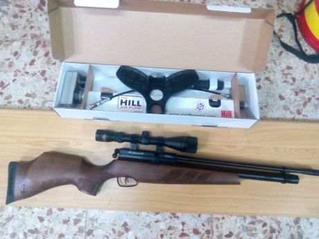 PUES ESO , este juguete que no se ha usado bsa bucaner madera , calibre 5,5 con bomba hill mk4 nuevecita 11