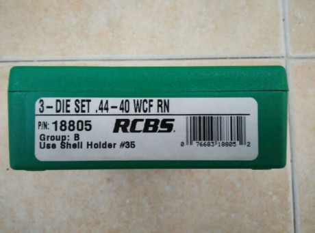 Hola, vendo juego de dies prácticamente nuevos del calibre 44-40 de la marca RCBS con su shellholder correspondiente 01