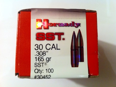 Se vende una caja de 100 puntas Hornady SST del calibre .30 (.308) y 165 grains. La caja está sin usar 00