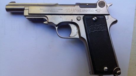 Vendo pistola Star Sidicalista cromada calibre 9mm corto Inutilizada por fresado en recamara certificado 02